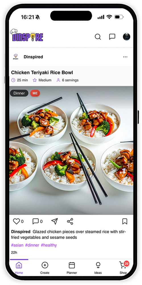 Dinspire App Welcome Screen